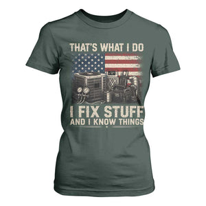 HVAC Technician American Flag T Shirt For Women I Fix Stuff And I Know Things American Flag