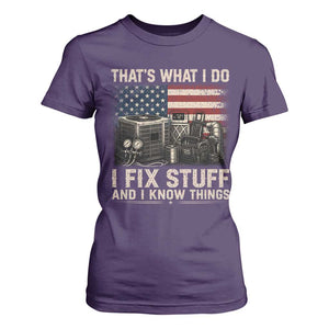 HVAC Technician American Flag T Shirt For Women I Fix Stuff And I Know Things American Flag
