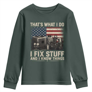 HVAC Technician American Flag Youth Sweatshirt I Fix Stuff And I Know Things American Flag