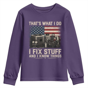 HVAC Technician American Flag Youth Sweatshirt I Fix Stuff And I Know Things American Flag