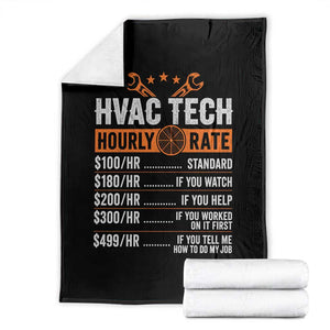 HVAC Tech Hourly Rate Throw Blanket Funny Labor Pricing List Technician Quote Graphic