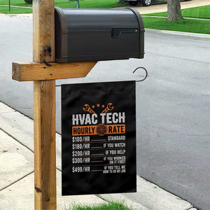 HVAC Tech Hourly Rate Garden Flag Funny Labor Pricing List Technician Quote Graphic