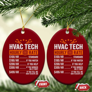 HVAC Tech Hourly Rate Ceramic Ornament Funny Labor Pricing List Technician Quote Graphic