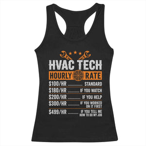 HVAC Tech Hourly Rate Racerback Tank Top Funny Labor Pricing List Technician Quote Graphic