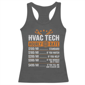 HVAC Tech Hourly Rate Racerback Tank Top Funny Labor Pricing List Technician Quote Graphic