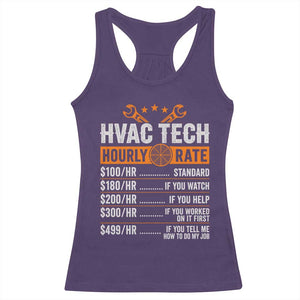 HVAC Tech Hourly Rate Racerback Tank Top Funny Labor Pricing List Technician Quote Graphic