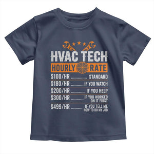 HVAC Tech Hourly Rate Toddler T Shirt Funny Labor Pricing List Technician Quote Graphic