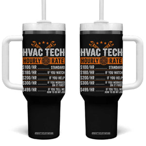 HVAC Tech Hourly Rate Tumbler With Handle Funny Labor Pricing List Technician Quote Graphic