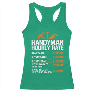 Handyman Hourly Rate Racerback Tank Top Handyman Gifts Contractor Coworker Gift