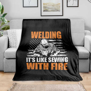 Welder Gifts for Men Throw Blanket Welding Its Like Sewing With Fire American Flag