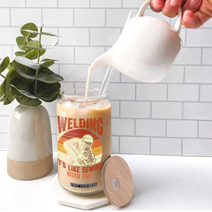 Funny Welder Glass Can Welding It's Like Sewing With Fire Retro Graphic