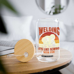 Funny Welder Glass Can Welding It's Like Sewing With Fire Retro Graphic