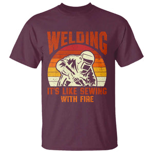 Funny Welder T Shirt Welding It's Like Sewing With Fire Retro Graphic