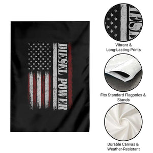 Vintage Distressed Mechanic Trucker Graphic Garden Flag Diesel Power USA Flag