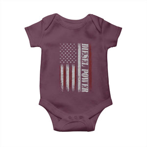 Vintage Distressed Mechanic Trucker Graphic Baby Onesie Diesel Power USA Flag