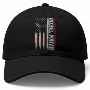 Vintage Distressed Mechanic Trucker Graphic Baseball Cap Diesel Power USA Flag