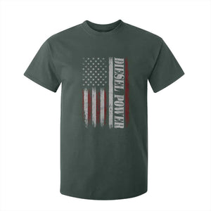 Vintage Distressed Mechanic Trucker Graphic T Shirt For Kid Diesel Power USA Flag