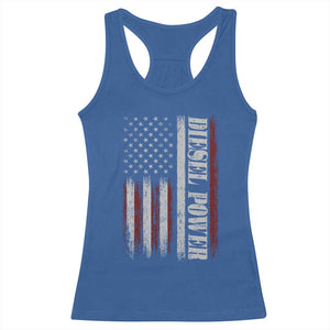 Vintage Distressed Mechanic Trucker Graphic Racerback Tank Top Diesel Power USA Flag