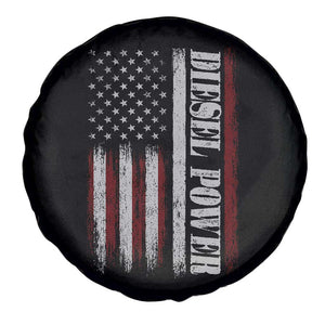Vintage Distressed Mechanic Trucker Graphic Spare Tire Cover Diesel Power USA Flag