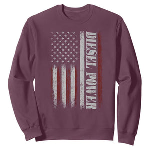 Vintage Distressed Mechanic Trucker Graphic Sweatshirt Diesel Power USA Flag
