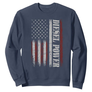Vintage Distressed Mechanic Trucker Graphic Sweatshirt Diesel Power USA Flag