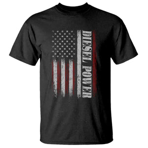 Vintage Distressed Mechanic Trucker Graphic T Shirt Diesel Power USA Flag