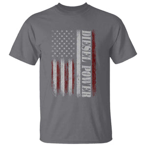Vintage Distressed Mechanic Trucker Graphic T Shirt Diesel Power USA Flag