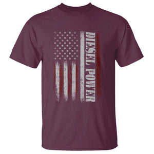 Vintage Distressed Mechanic Trucker Graphic T Shirt Diesel Power USA Flag