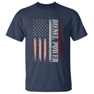 Vintage Distressed Mechanic Trucker Graphic T Shirt Diesel Power USA Flag