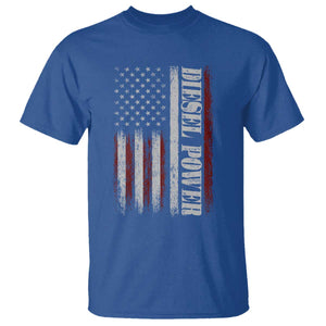 Vintage Distressed Mechanic Trucker Graphic T Shirt Diesel Power USA Flag
