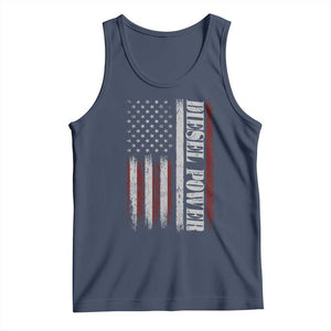 Vintage Distressed Mechanic Trucker Graphic Tank Top Diesel Power USA Flag