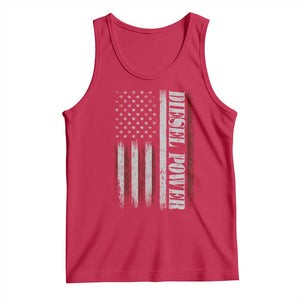 Vintage Distressed Mechanic Trucker Graphic Tank Top Diesel Power USA Flag