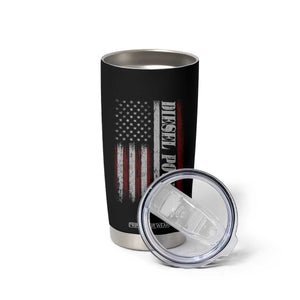 Vintage Distressed Mechanic Trucker Graphic Tumbler Cup Diesel Power USA Flag