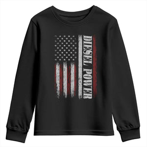 Vintage Distressed Mechanic Trucker Graphic Youth Sweatshirt Diesel Power USA Flag