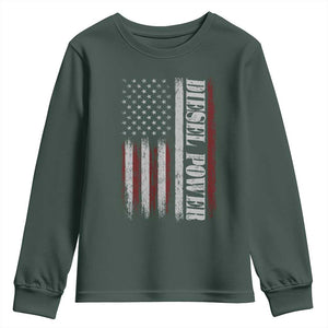 Vintage Distressed Mechanic Trucker Graphic Youth Sweatshirt Diesel Power USA Flag