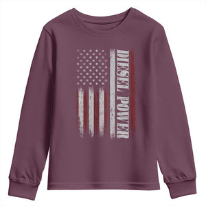 Vintage Distressed Mechanic Trucker Graphic Youth Sweatshirt Diesel Power USA Flag