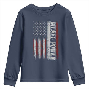 Vintage Distressed Mechanic Trucker Graphic Youth Sweatshirt Diesel Power USA Flag