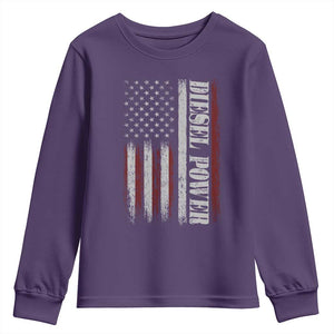Vintage Distressed Mechanic Trucker Graphic Youth Sweatshirt Diesel Power USA Flag