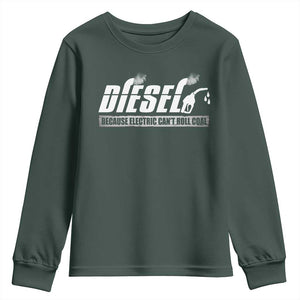 Diesel Because Electric Cars Can't Roll Coal Truck Youth Sweatshirt Trucker Mechanic Graphic