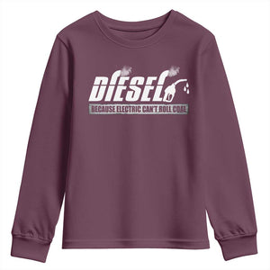 Diesel Because Electric Cars Can't Roll Coal Truck Youth Sweatshirt Trucker Mechanic Graphic