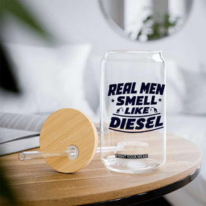 Real Men Smell Like Diesel Truck Mechanic Humor Glass Can