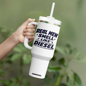 Real Men Smell Like Diesel Truck Mechanic Humor Tumbler With Handle