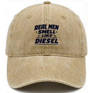 Real Men Smell Like Diesel Truck Mechanic Humor Washed Cotton Baseball Cap