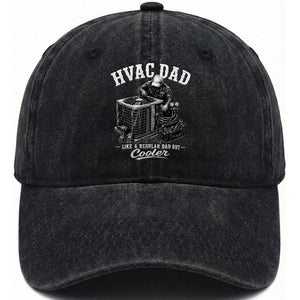 HVAC Dad Washed Cotton Baseball Cap Funny Technician Fathers Day Graphic
