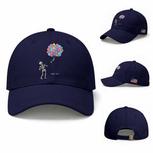 Well Shit Skeleton Detached Arm Baseball Cap Gothic Halloween Flying Balloons Graphic