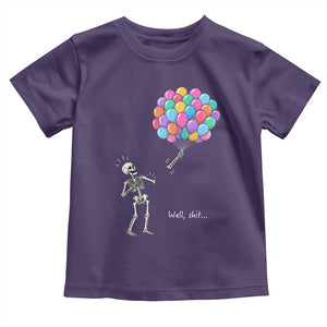 Well Shit Skeleton Detached Arm Toddler T Shirt Gothic Halloween Flying Balloons Graphic