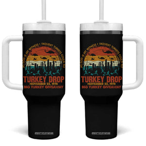 WKRP Turkey Drop Tumbler With Handle Funny Thanksgiving Day First Annual WKRP TS10 One Size: 40 oz Black Print Your Wear