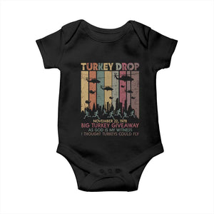 WKRP Turkey Drop Baby Onesie Retro First Annual WKRP Funny Thanksgiving Day TS10 Black Print Your Wear