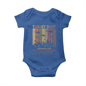 WKRP Turkey Drop Baby Onesie Retro First Annual WKRP Funny Thanksgiving Day TS10 Royal Blue Print Your Wear