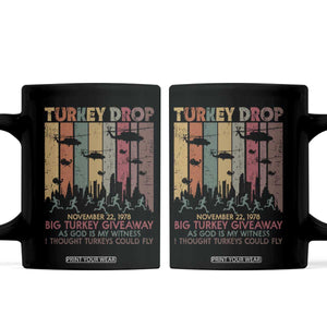 WKRP Turkey Drop Coffee Mug Retro First Annual WKRP Funny Thanksgiving Day TS10 Black Print Your Wear